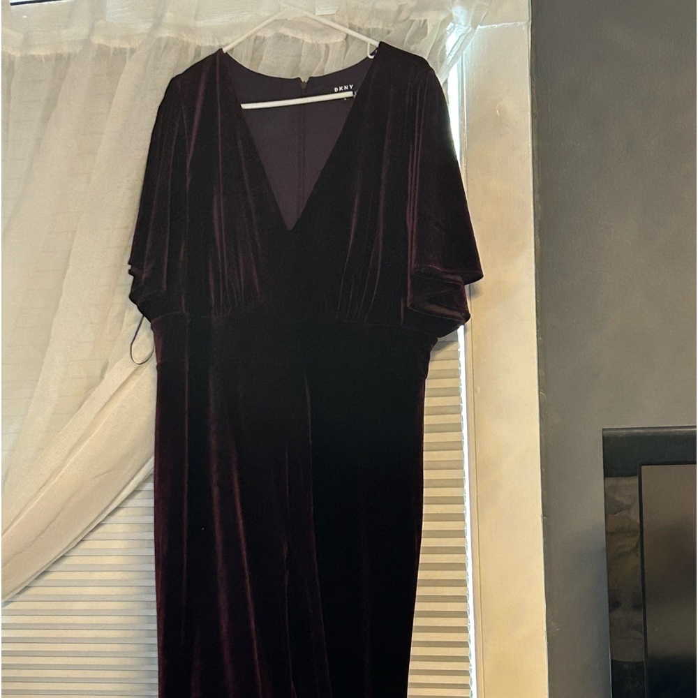 Size 16 Donna Karan purple velvet jumpsuit. Worn once. Perfect condition.